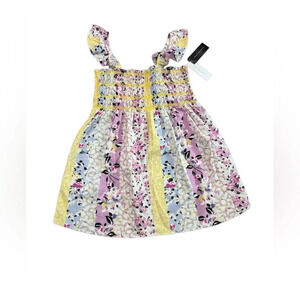 NWT French Connection floral smocked bodice with ruffle sleeves top or mini 10